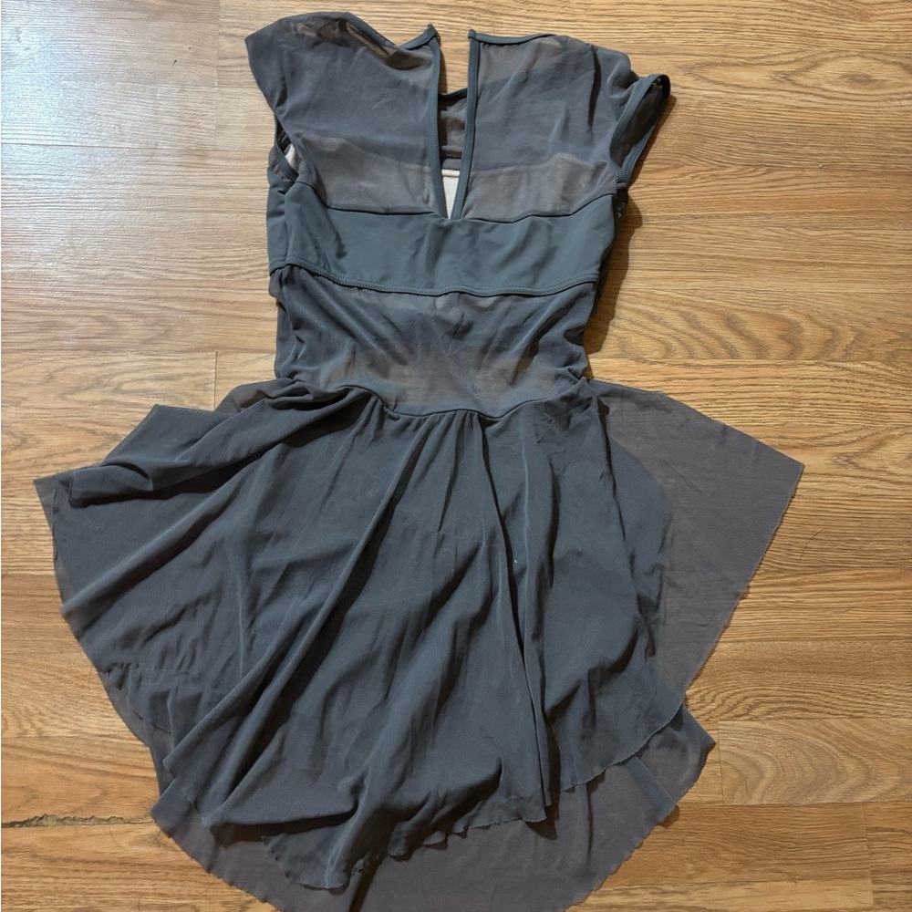 Balera Gray Ruffled Pleated Cocktail Dress